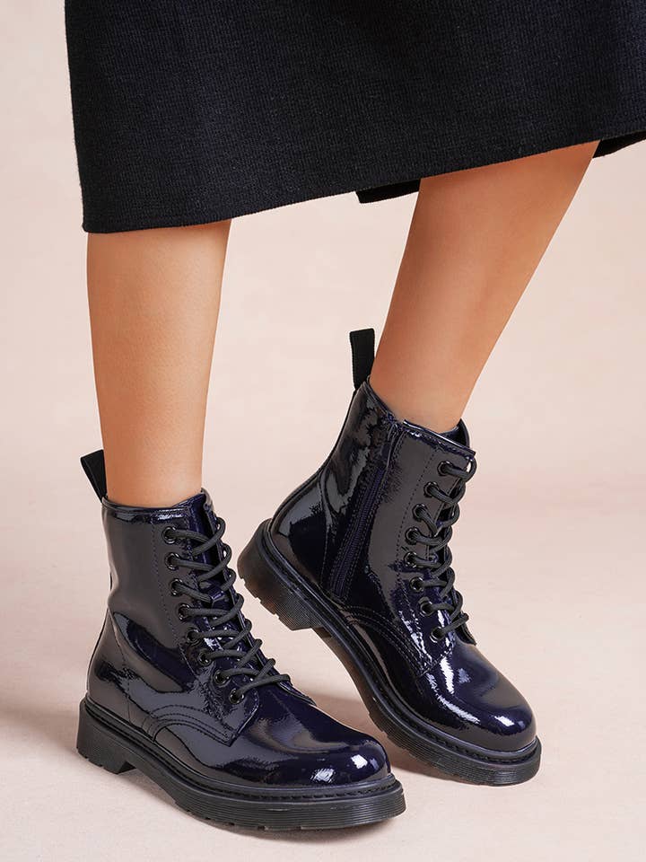 LADY GLORY - Vente Bottines – femme - Bottine vernie Chunkye à lacet20