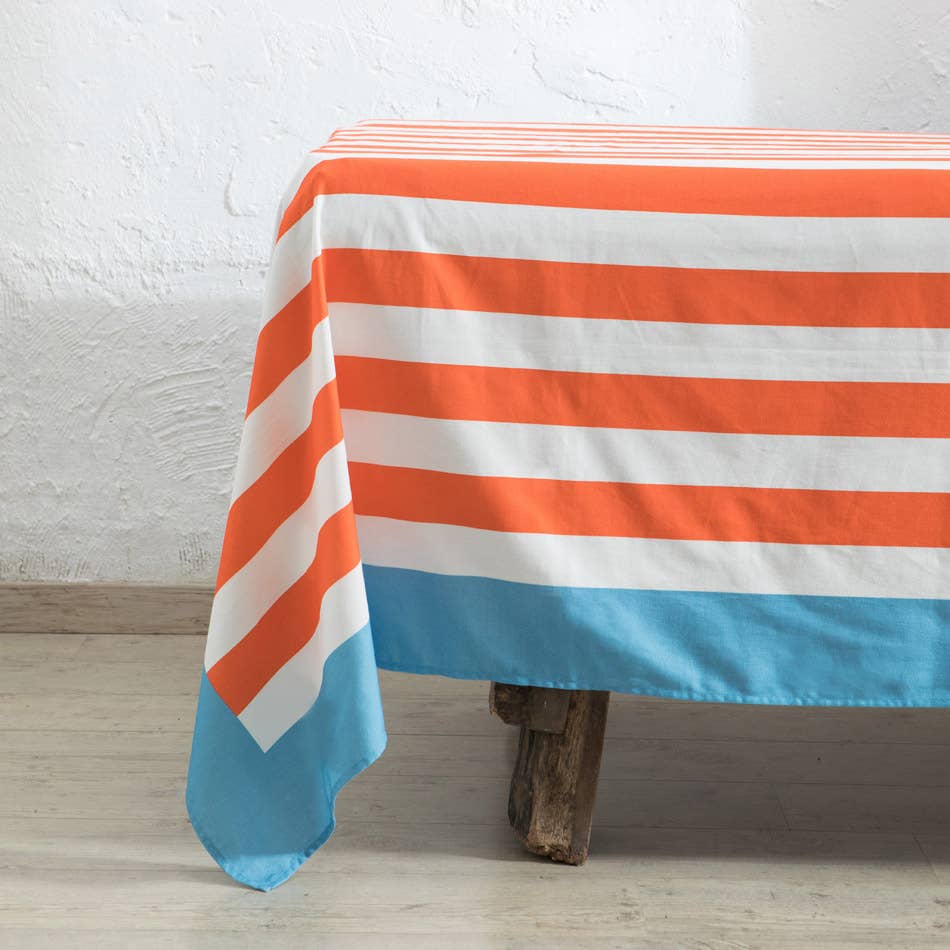Mahe Homeware - Wholesale Tablecloth - Orange Stripe Tablecloth1