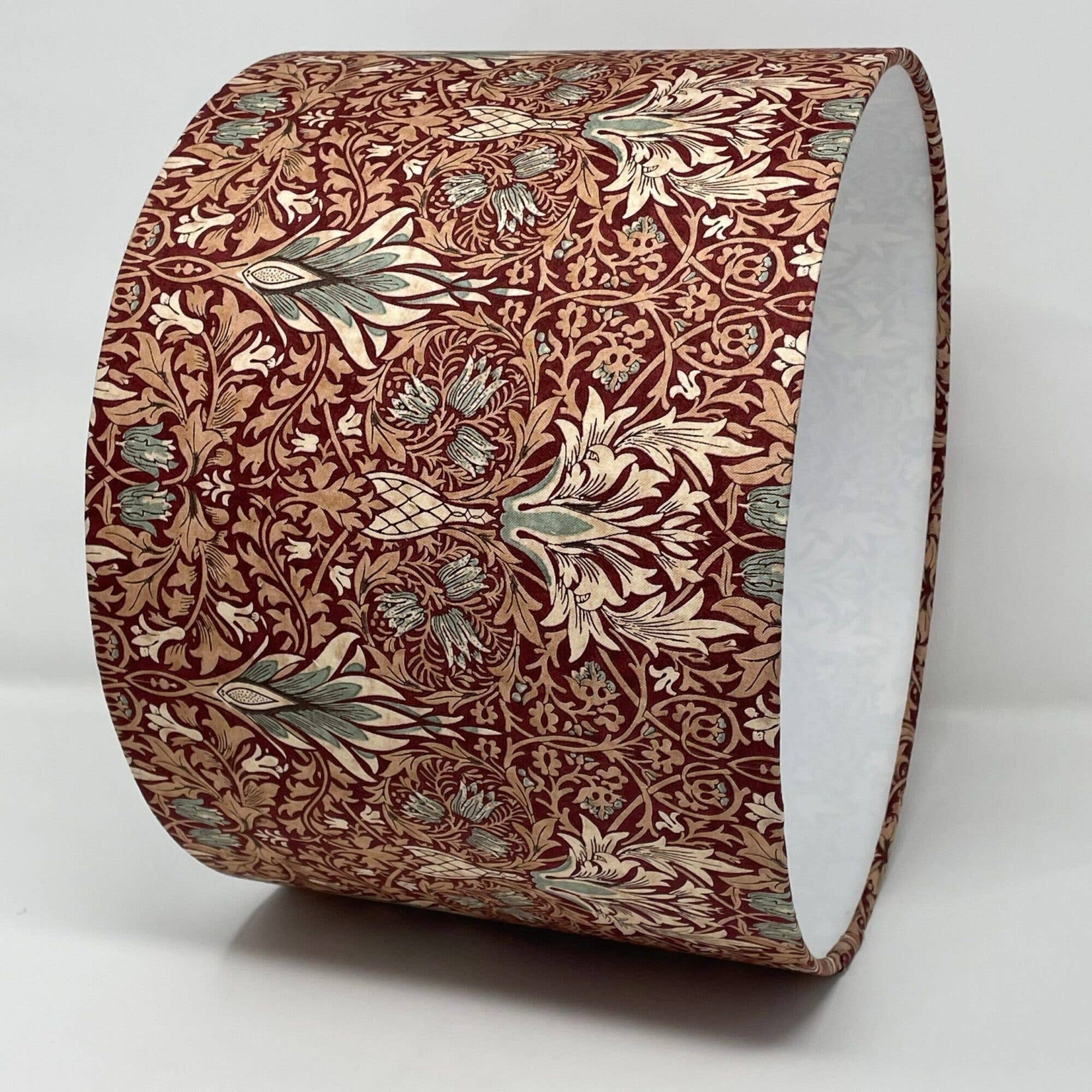Fait Par Moi - Wholesale Lamp Shade - William Morris Snakeshead Drum Lampshade In Red & Silver2