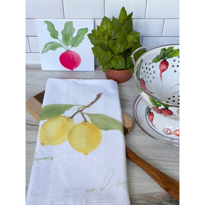 Bebe Blu Designs, LLC - Wholesale Tea Towel - Lemons Tea Towel, Kitchen Decor, Lemon Flour Sack Towel3