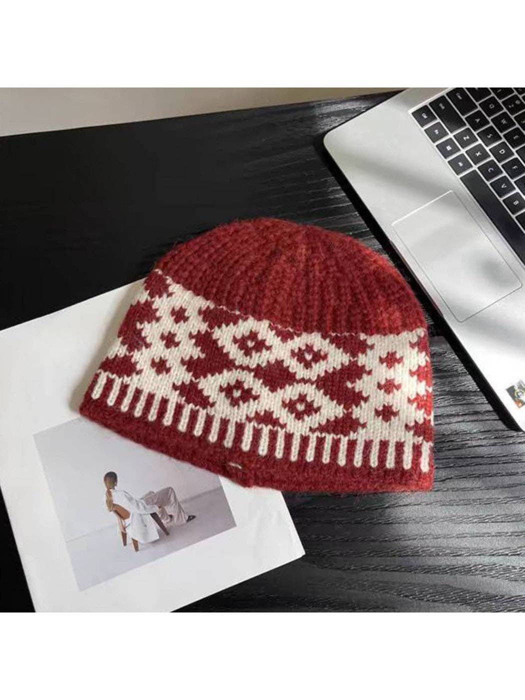 Funkyrel® Atzbranding Limited - Wholesale Beanie - Women's - Haila - Vintage Knitted Beanie with Diamond Patterns0