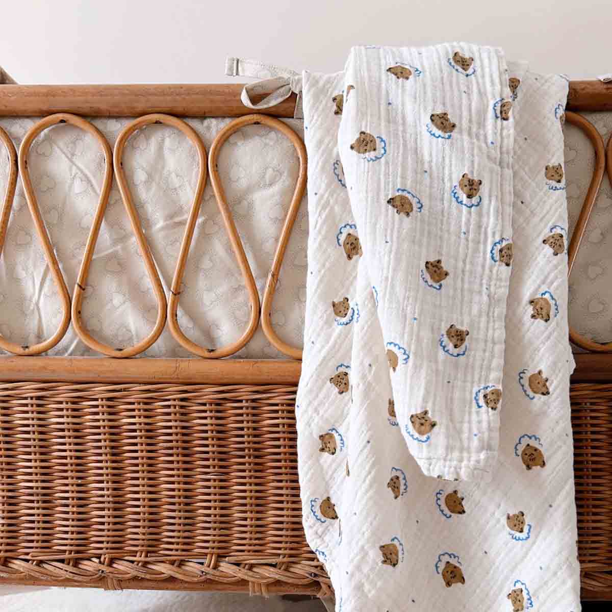 Rose in April – Conjunto de Swaddle - Bebé por atacado – Manta swaddle Bianca com estampa de urso Teddy2