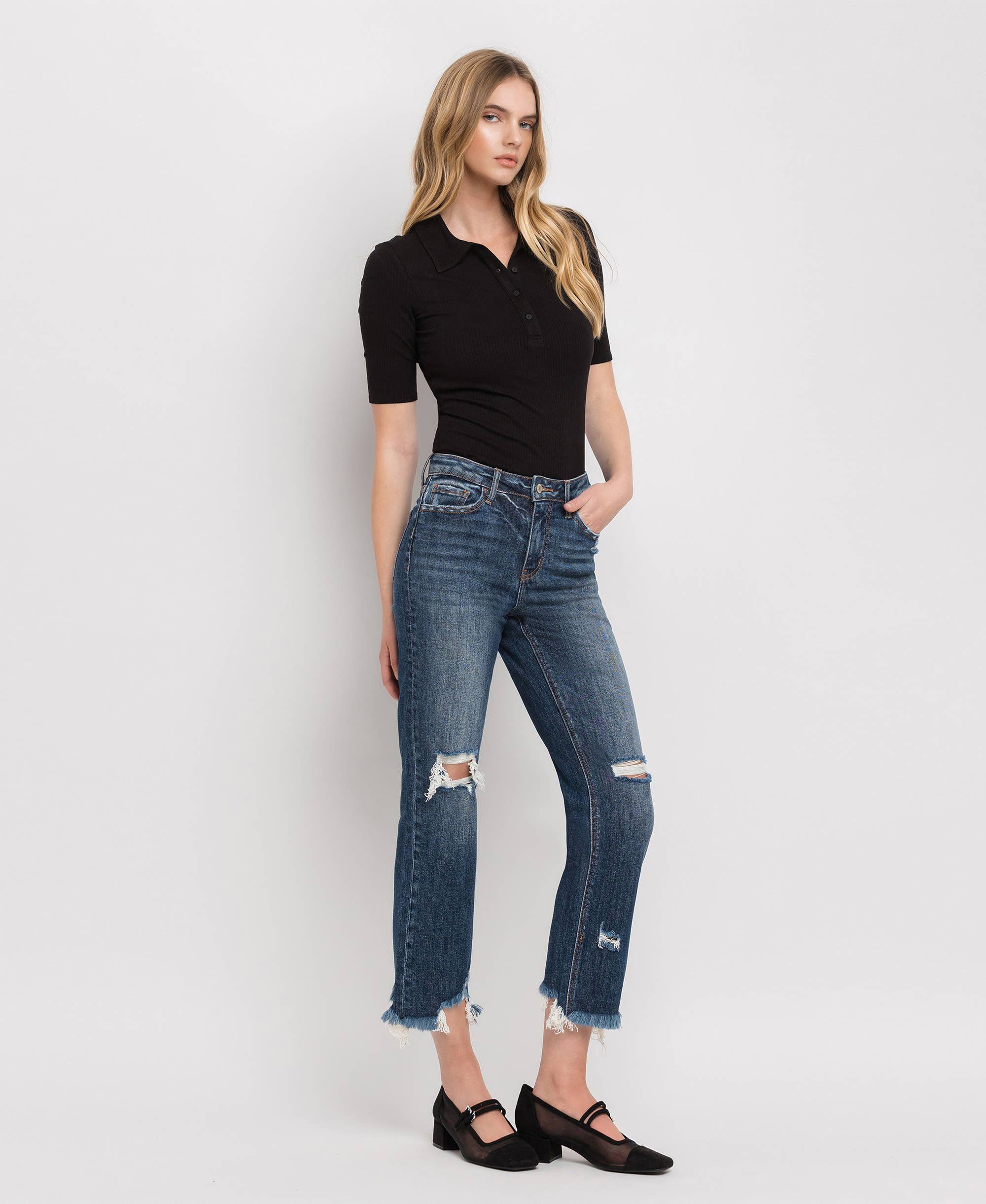 Suffice HIGH RISE CROP STRAIGHT JEANS LV1008 for wholesale on Faire6