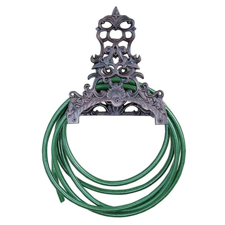 Esschert Design USA - Wholesale Outdoor Ornament/Decor - Classic Style Garden Hose Holder, Cast Iron, Antique Gray