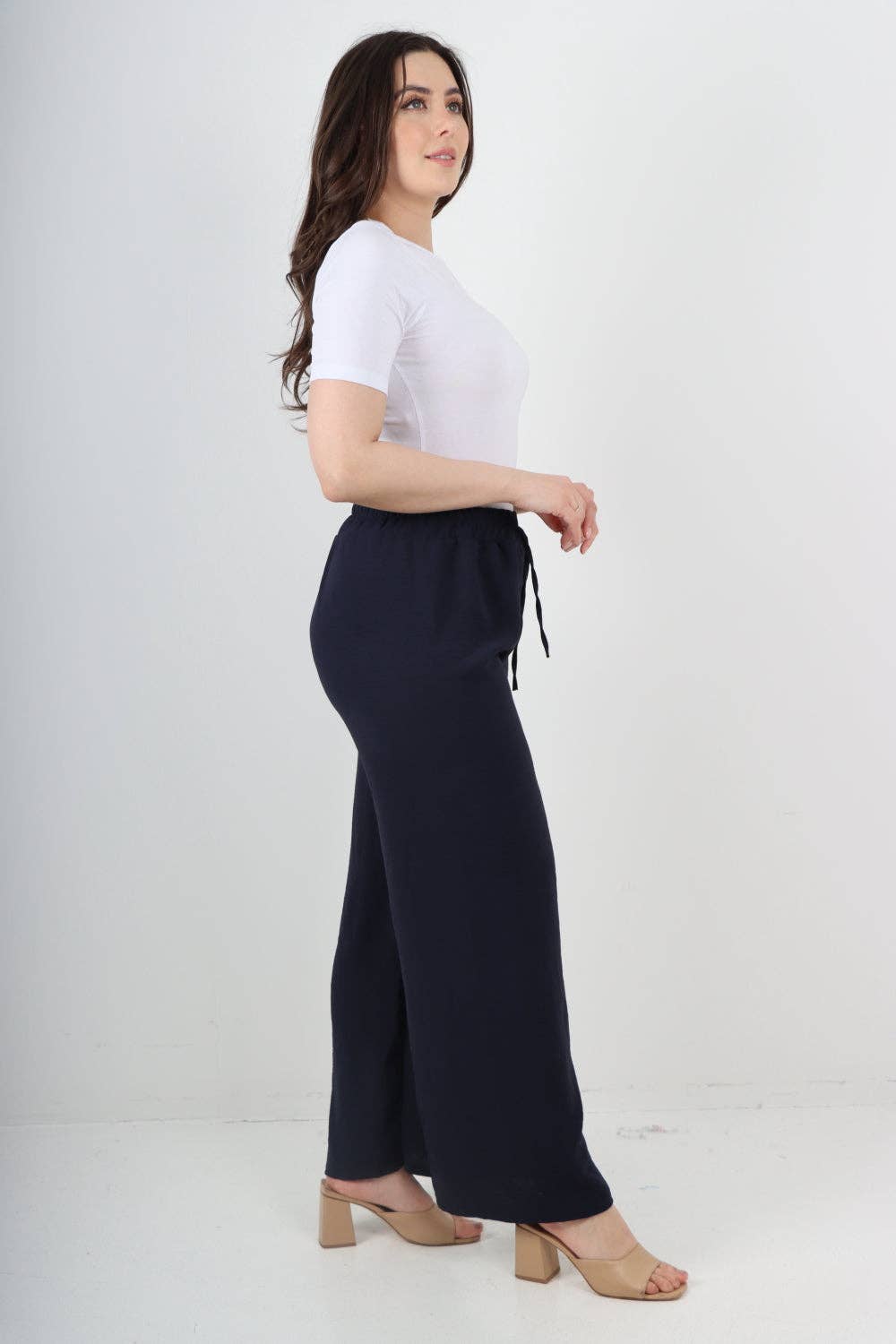Miss Bold – wholesale Pants – Women's – Italian Elastic Waistband Drawstring Wide Leg Trousers42