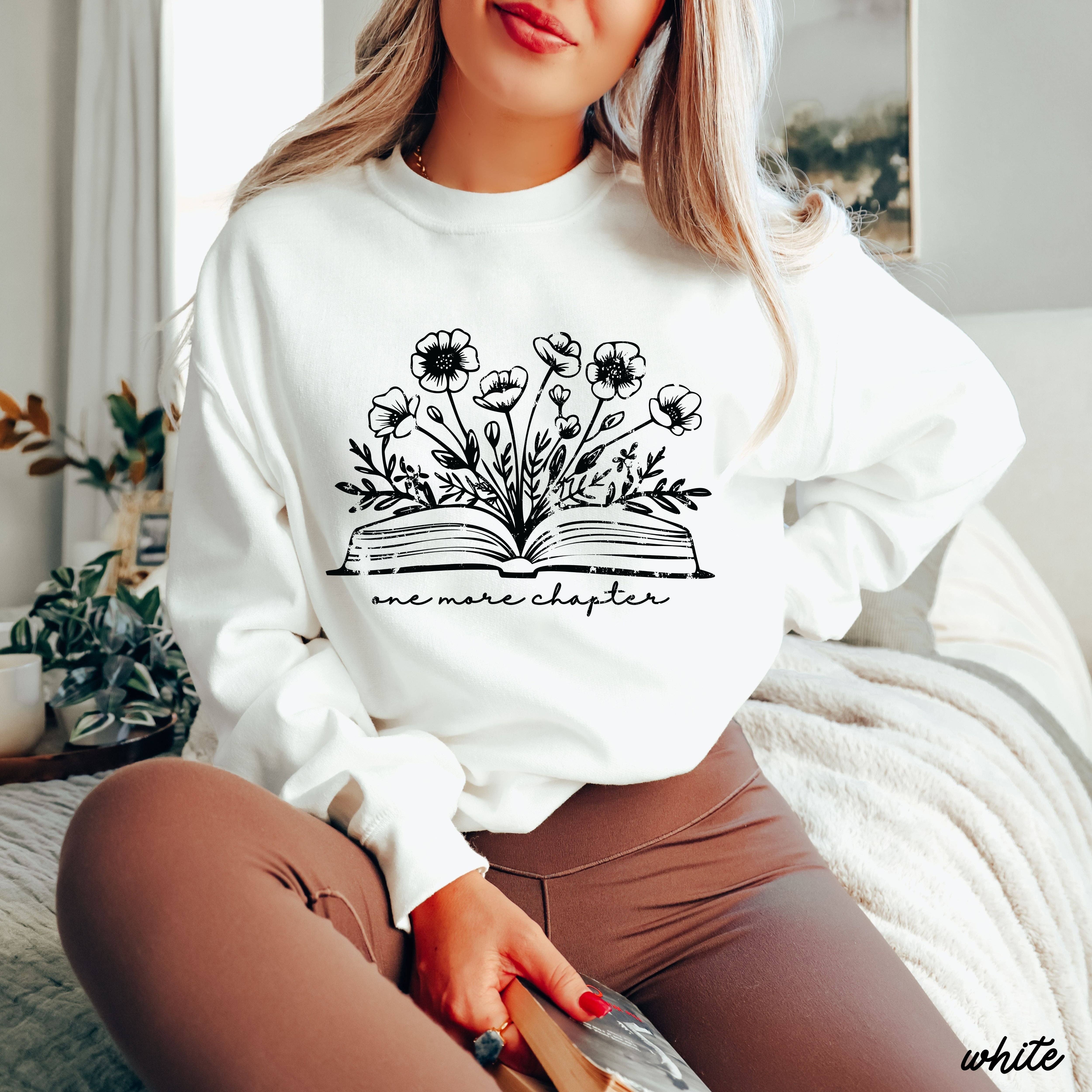 Chloe Vs Tank - Wholesale Graphic Sweatshirt - Women's - One More Chapter Floral Book Sweatshirt *7 Colors (S-3X)5