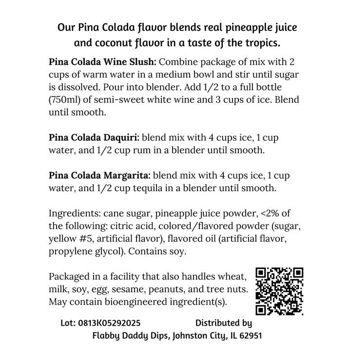 Flabby Daddy Sips - Wholesale Cocktail mix/syrup - Pina Colada Wine Slushie Mix 2