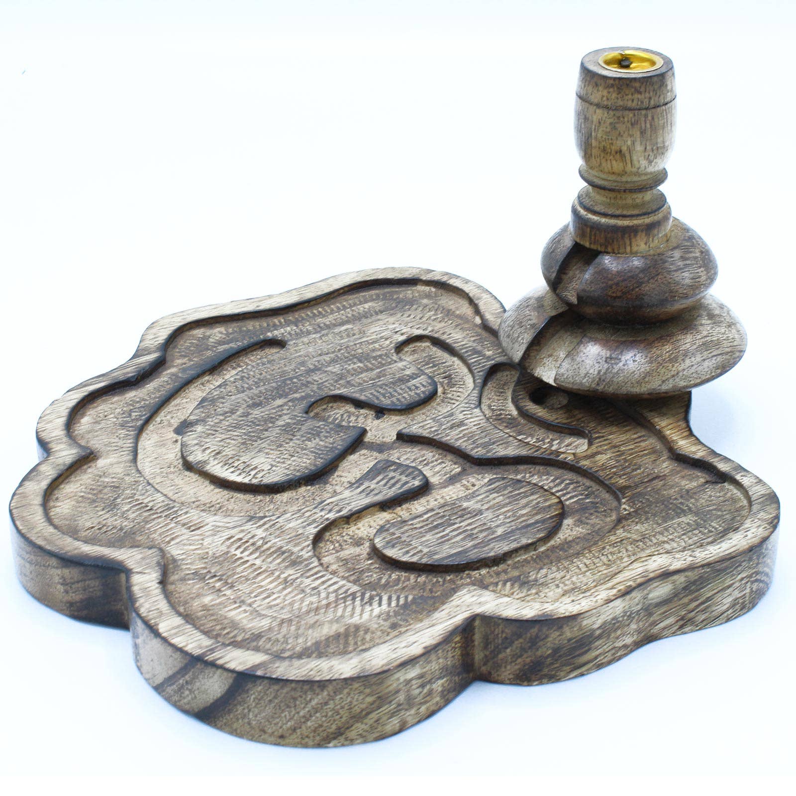 Ancient Wisdom – wholesale Incense holder – Lrg Mango Wood Backflow Burner - Ohm0