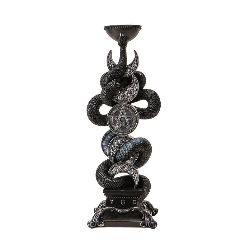 Pacific Trading - Wholesale Candle Holder - Triple Moon W/Black Serpent Candleholder1