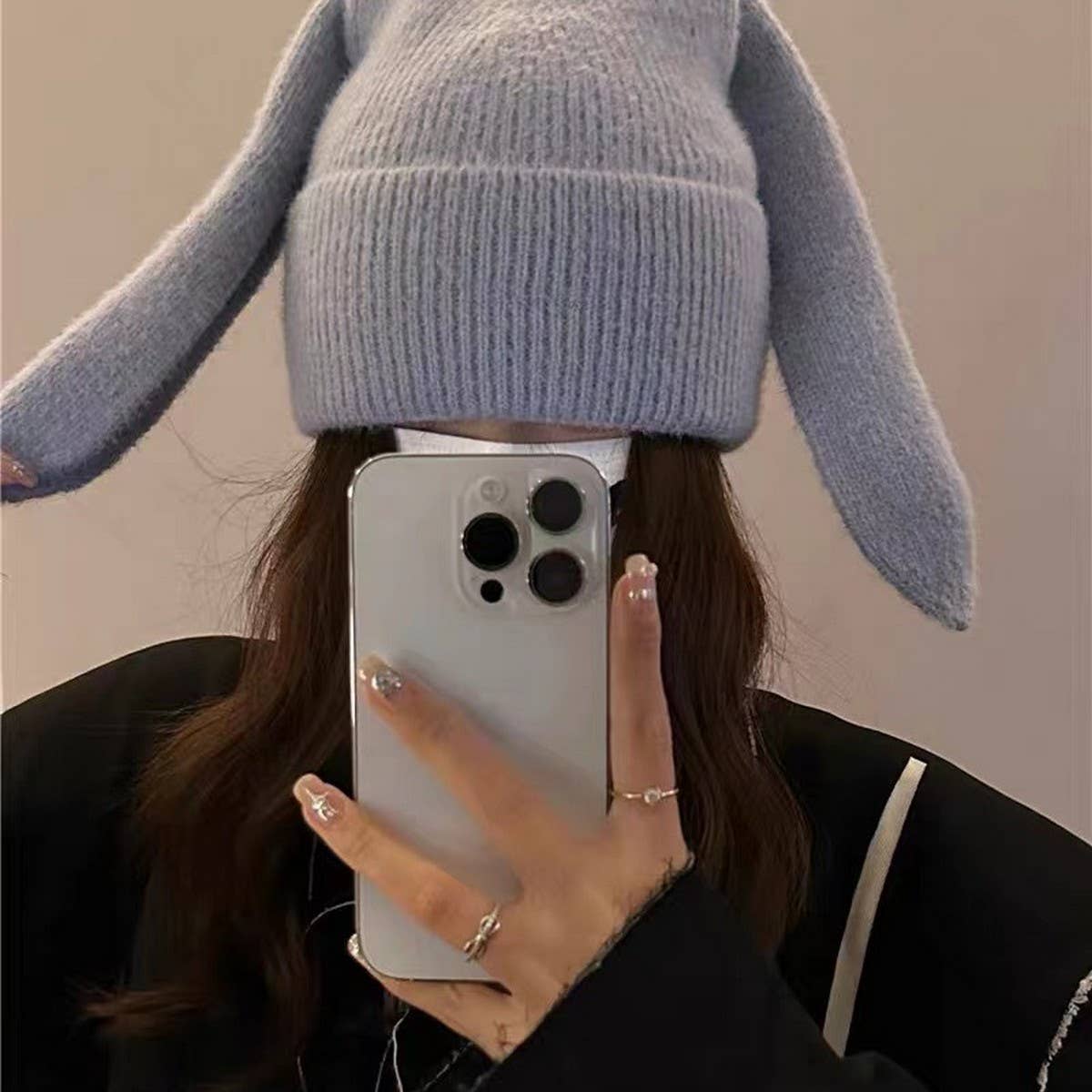 NINEXIS - Wholesale Beanie - Women's - CWAH2212_SOLID COLOR LONG EAR RABBIT KNITTED WOOL HAT6