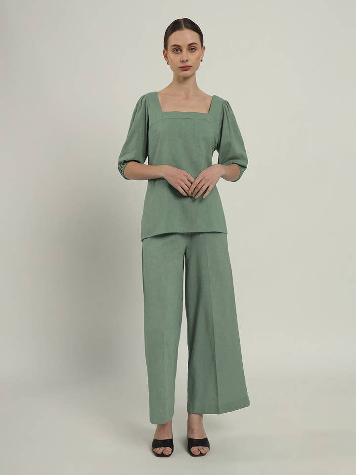 Pants Matching Set- Mint Urbanite Square Neck for wholesale by Thevasa