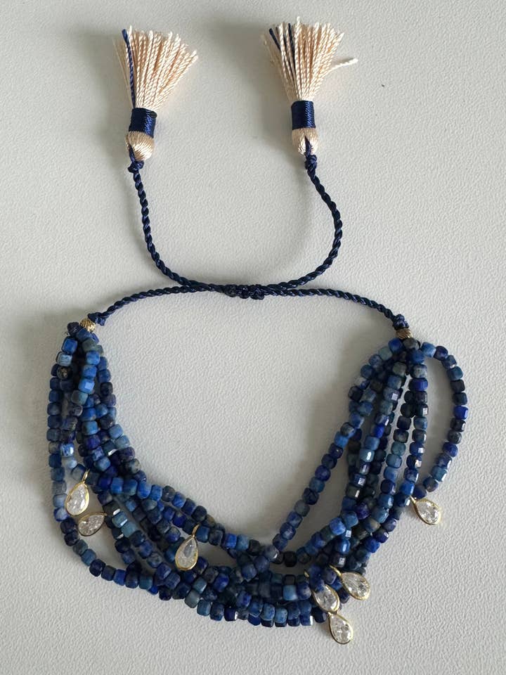 Lapis Lazuli Bead Adjustable Bracelet for wholesale by ALEXIS DAOUD JEWELRY