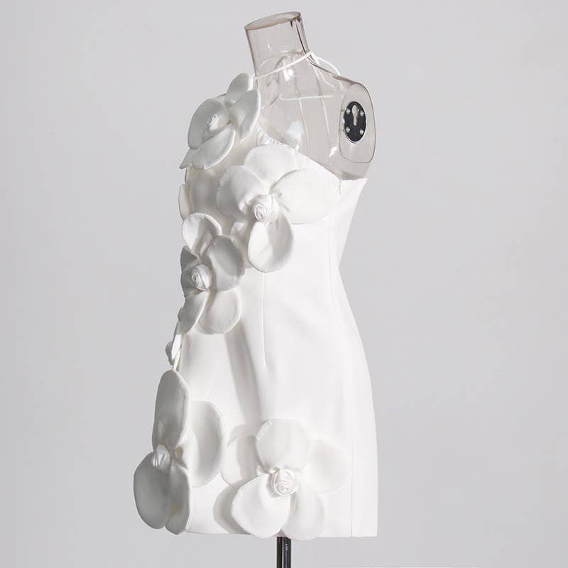 Productseeker - Wholesale Dress - Women's - DR575Y Elegant 3D Floral Tube Top Short Summer Dress2