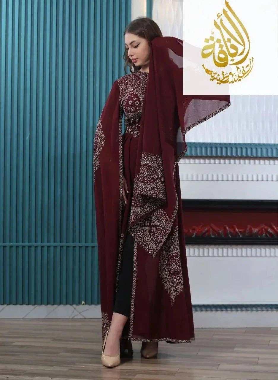 Palestinian Elegance - Wholesale Kaftan - Women's - Zahra Embroidered Slit-Sleeve Kaftan2