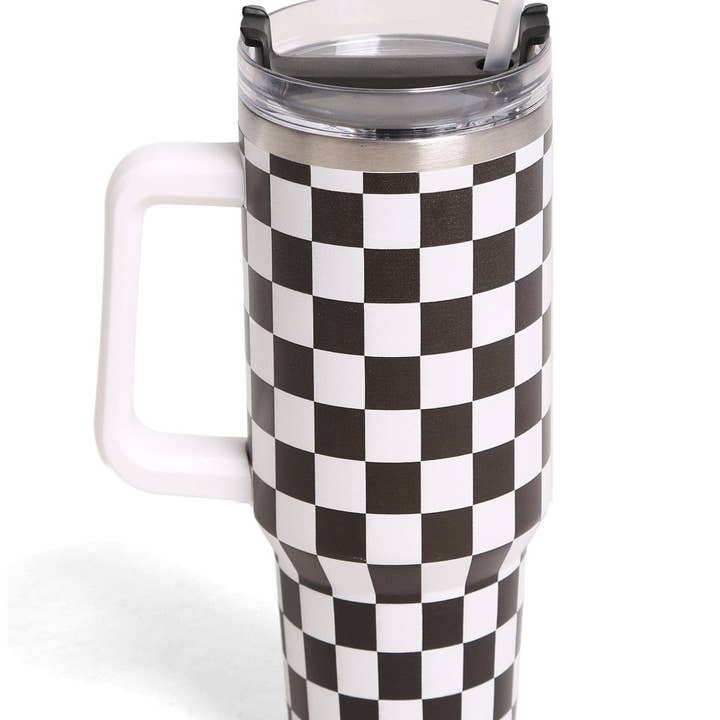 MiMi Wholesale - Vente Gourde/bouteille isotherme - Gobelet à carreaux TUM802 de 40 oz avec poignée7