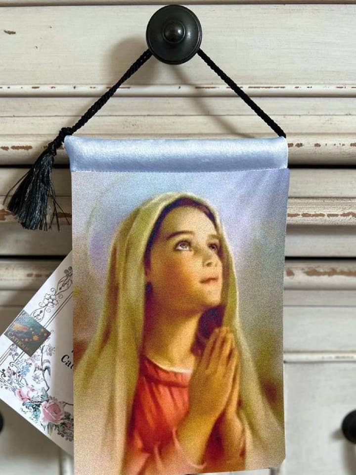 MOTHER MARY Velvet Blessing Carrier, HD Image, Dual-Sided for wholesale by Made By Catholics