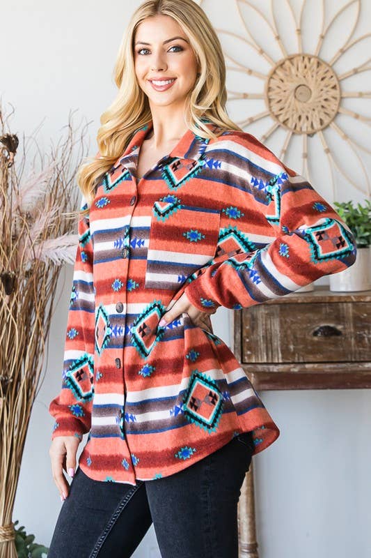 RUGGINA/MULTI GIACCA AZTECA MULTICOLORE CON MANICHE A SBUFFO EJ6712-10 in vendita all'ingrosso su Faire10