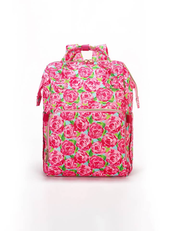 Floral Diaper backpack for wholesale by sassy kids palace