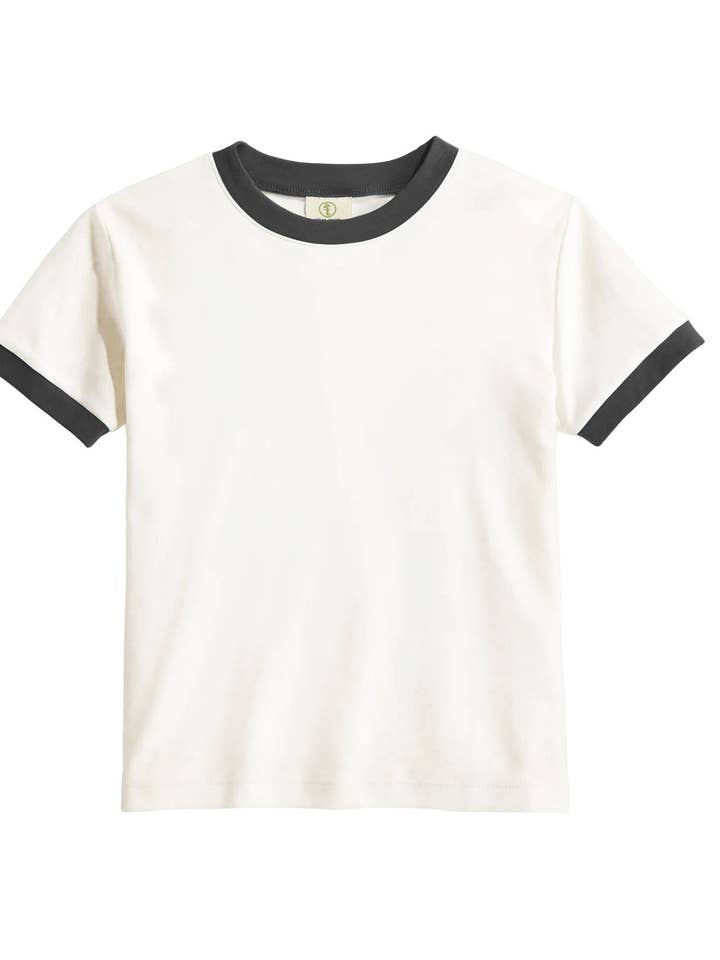 Ringer White Black T-shirt Women's Fitted Top for wholesale by Artree