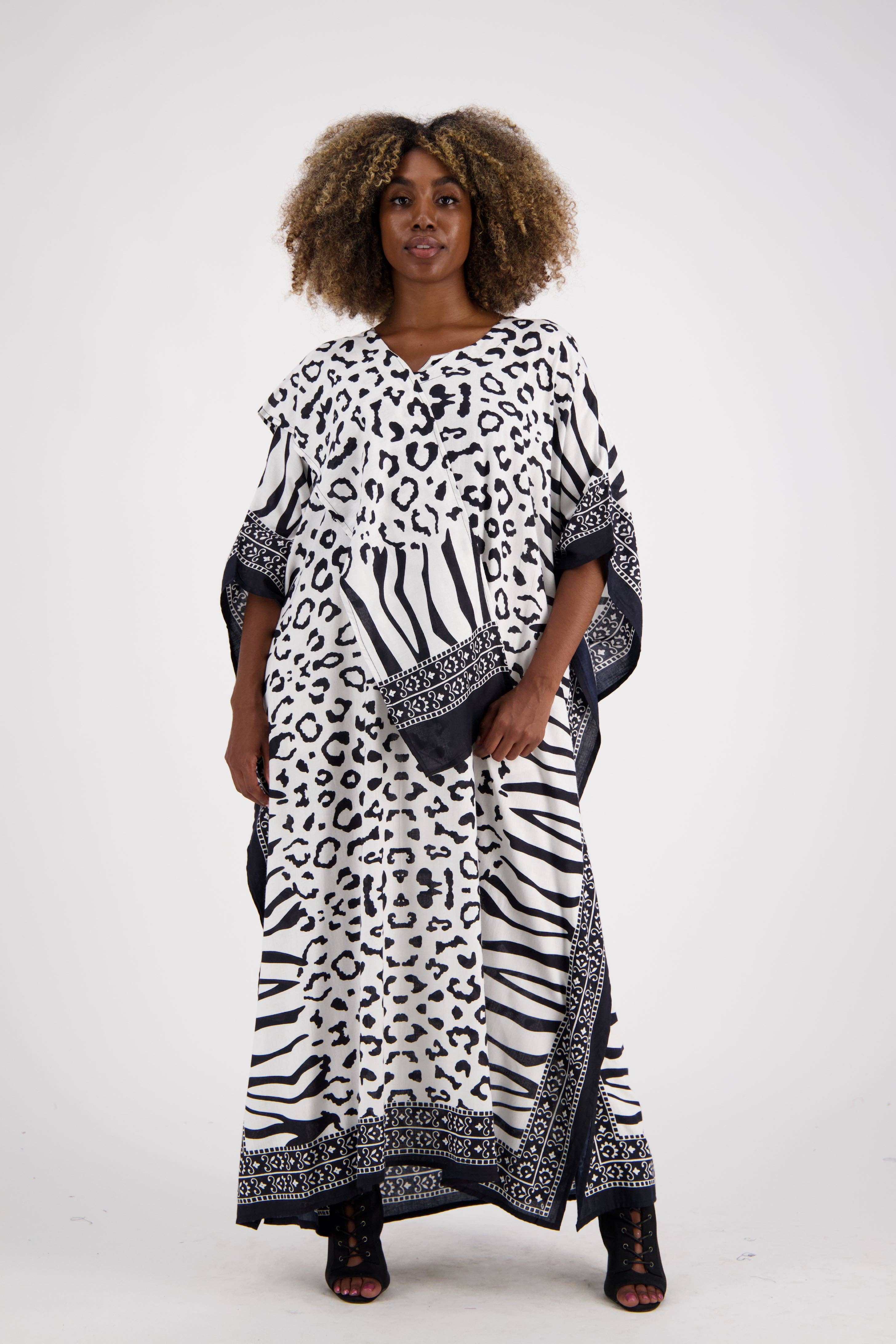 Assorted Zebra Print Kaftan KAF-1042 for wholesale on Faire4