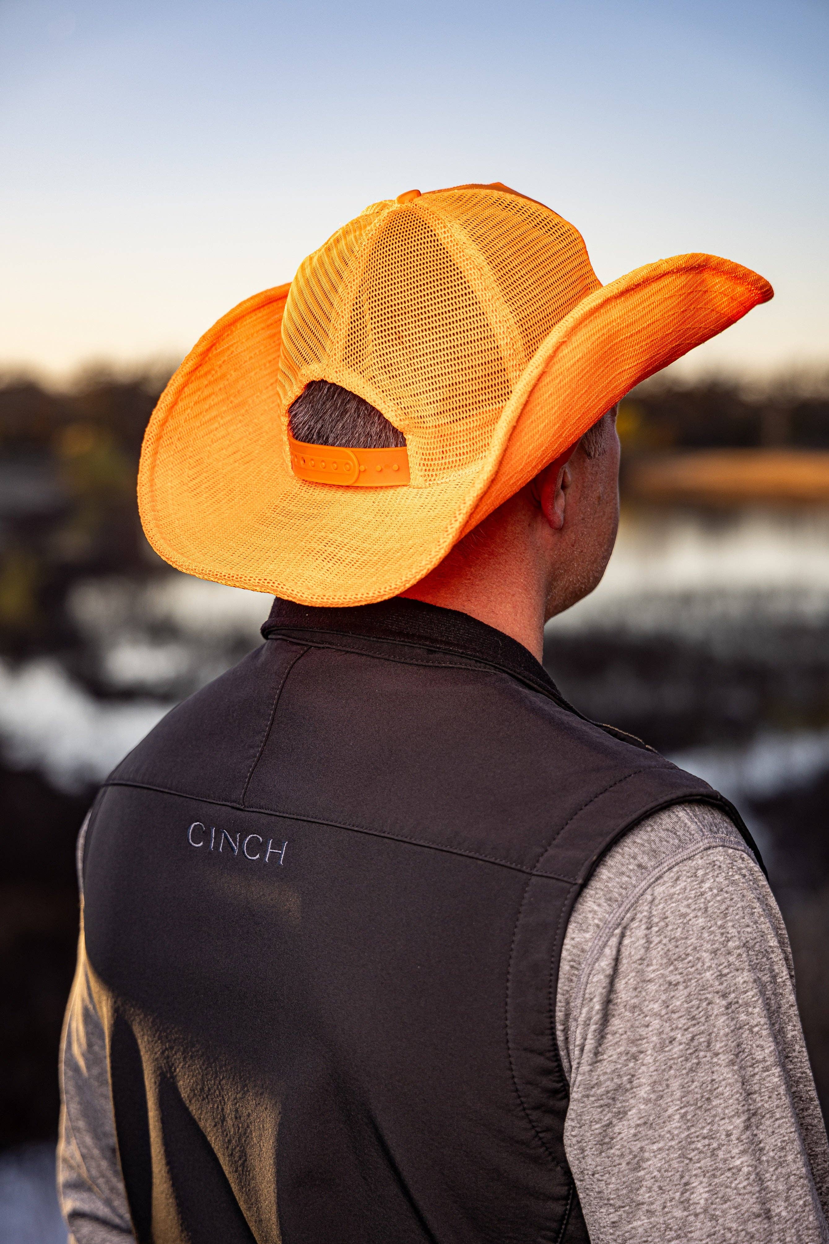 Cowboy Snapback - Wholesale Cowboy Hat - Unisex - BLAZE ORANGE COWBOY SNAPBACK: 5 PANEL - BLANK7