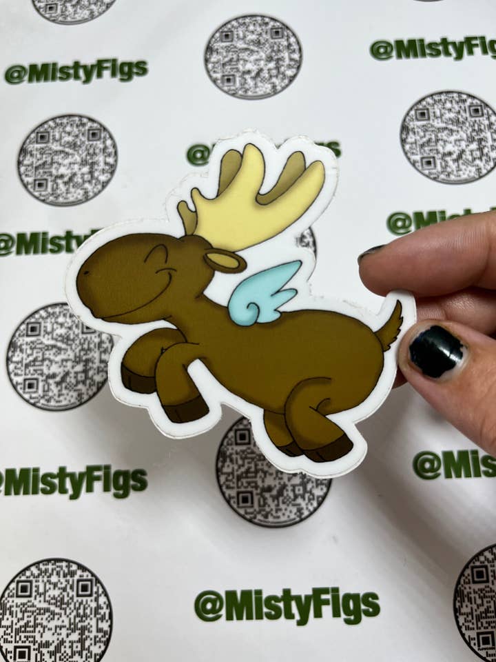 Adesivo de vinil - Flying Moose - Waterbottle Laptop Scrapbook Planner Bujo Gift Waterproof Matte ou Holo por atacado de Misty Figs