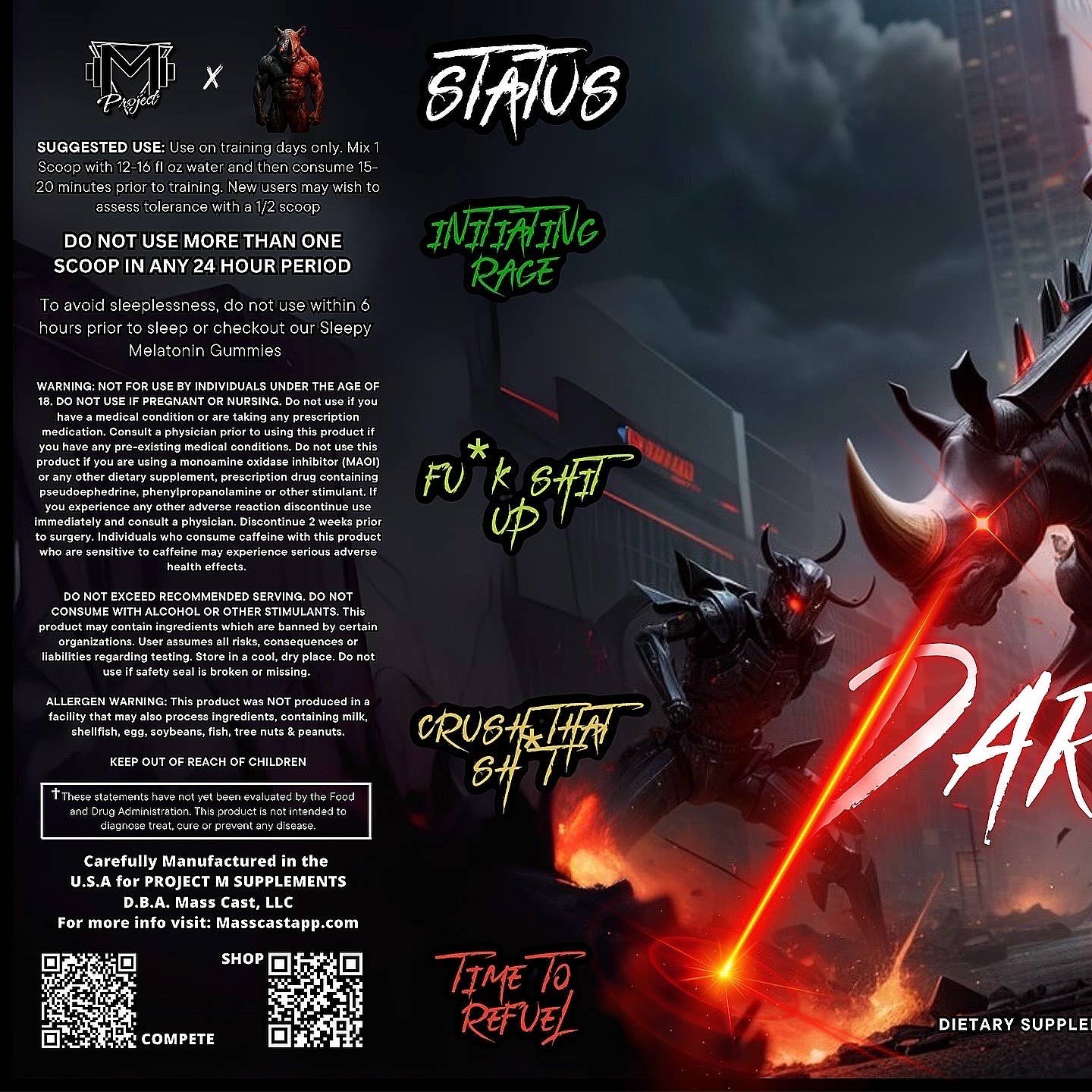 Mass Cast, LLC - Wholesale Oral Supplement/Vitamin - Dark Side Of The Rhino Extreme Pre-Workout3