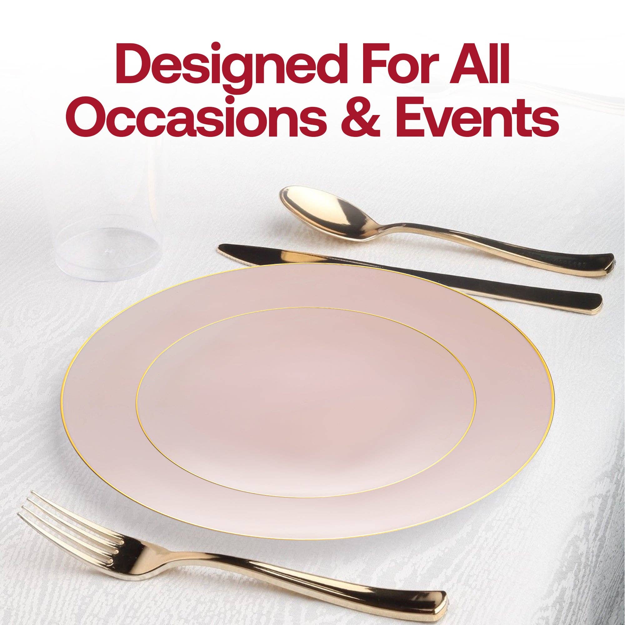 Smarty had a Party - Wholesale Disposable Plate - 10.25" Pink with Gold Organic Plastic Dinner Plates - 10 pcs5