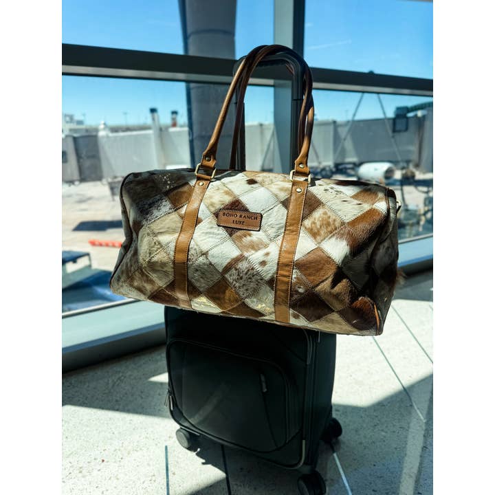 Boho Ranch Shop - Wholesale Weekender Bag - Women's - BOHO LUXE DUFFLE Weekender Leather HairOn Cowhide Travel Bag7