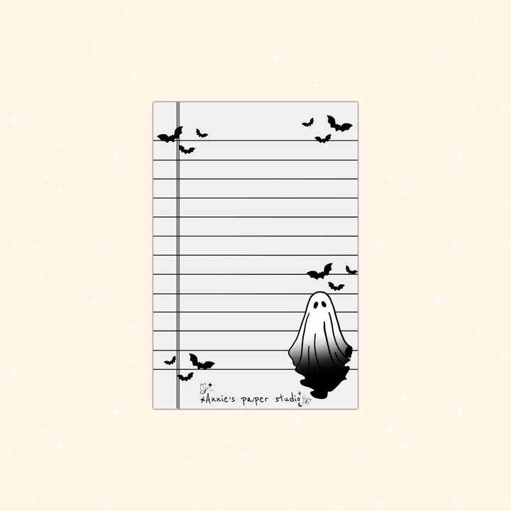 Halloween ghost notepad for wholesale by Annie's paper studio