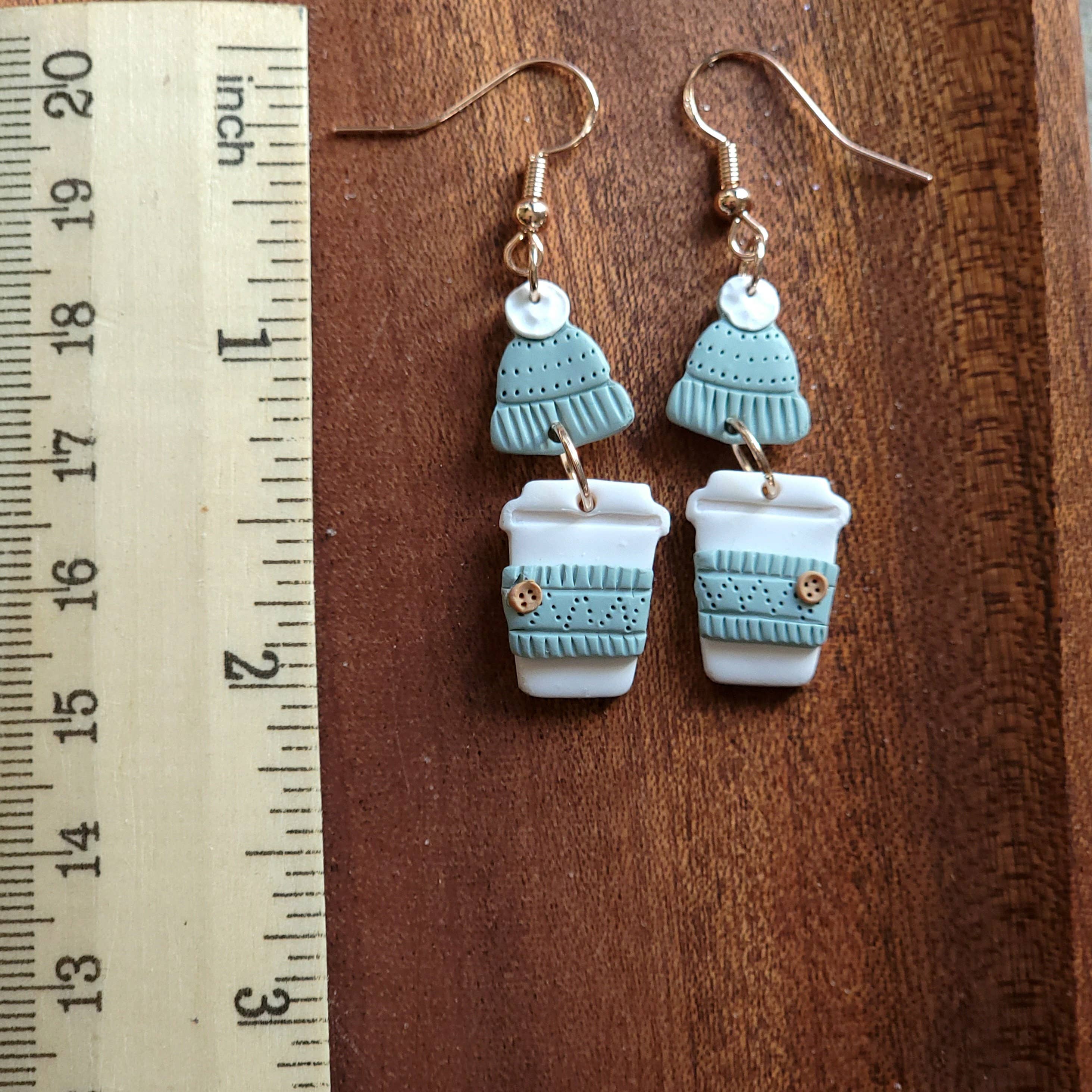 Foxy Method - Wholesale Dangle Earrings - Coffee Cup Earrings, Sweater Weather Sage Green4