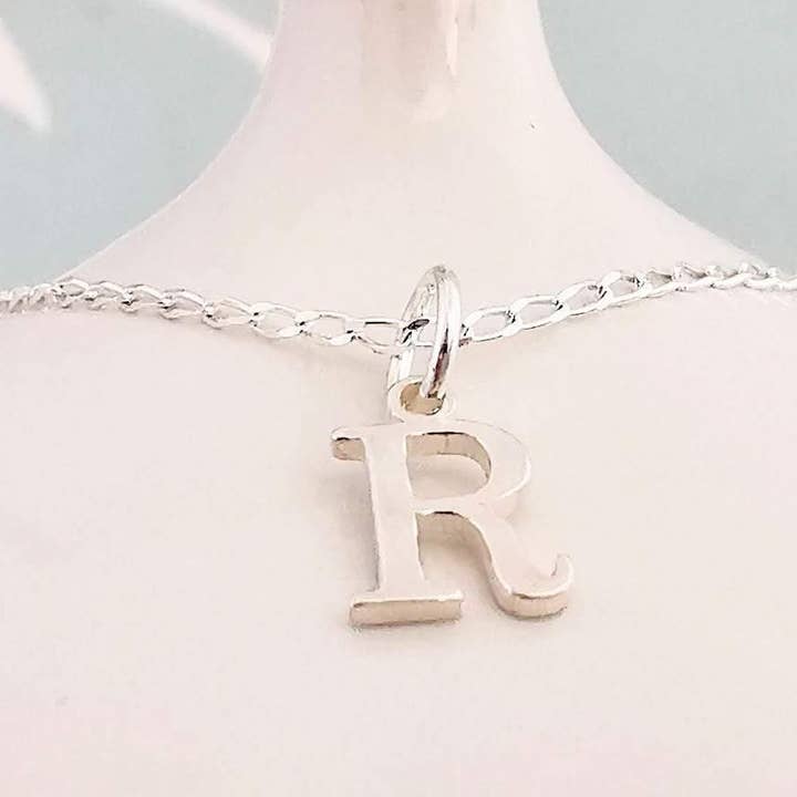 Sterling Silver Initial R Pendant Necklace for wholesale by Sophellie Jewellery