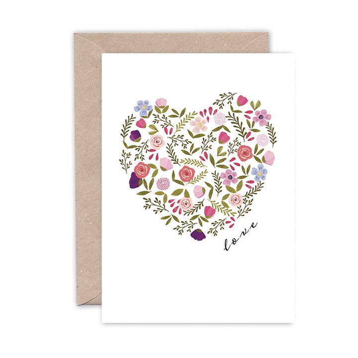 Emma Bryan Design – wholesale Alla hjärtans dag-kort – VALENTINKORT MED ETT BLOMMIGT HJÄRTA