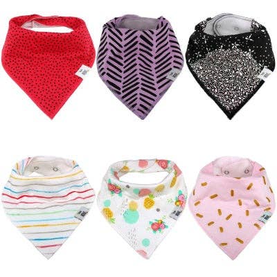 Lot de 6 bavoirs bandana pour bébé fille en coton biologique, cadeau de naissance pour la vente par Uniklook