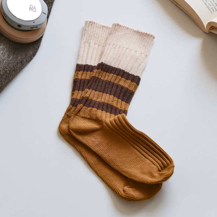 Happy Knits - Wholesale Socks - Women's - Retro Striped Socks - Knitted Cotton Crew Socks For Women6