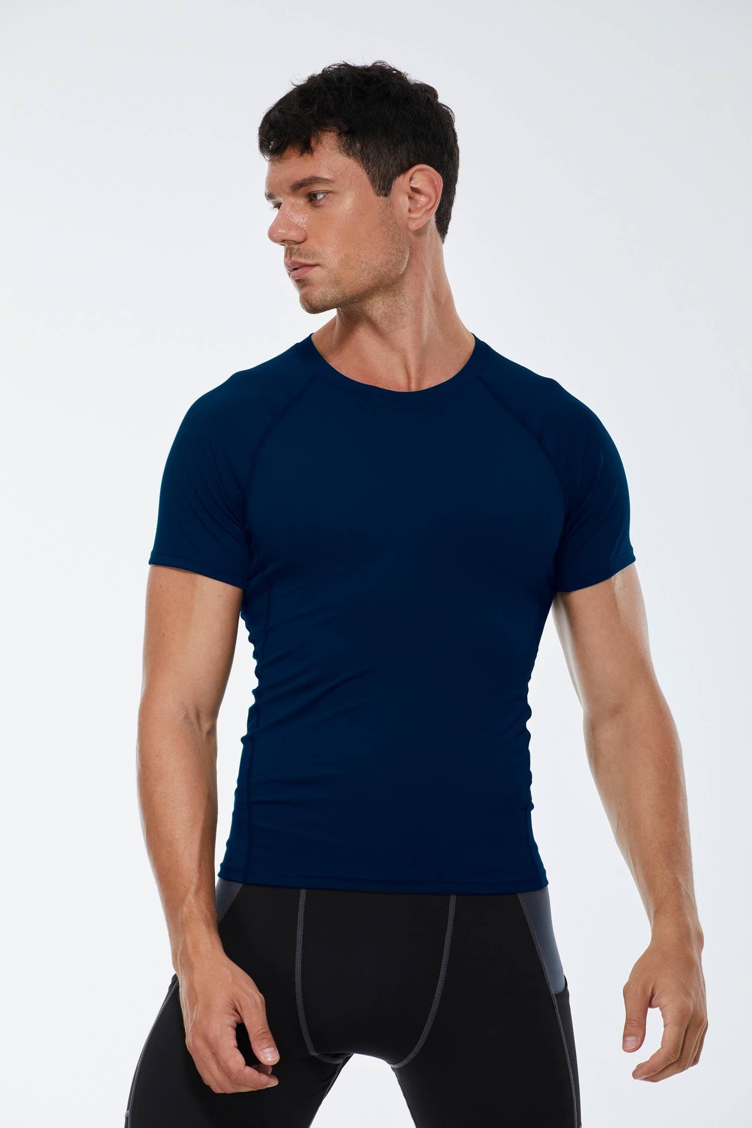 Active by Anna-Kaci - Vente Haut de sport – homme - T-shirt à manches courtes de compression en tissu stretch chiné11