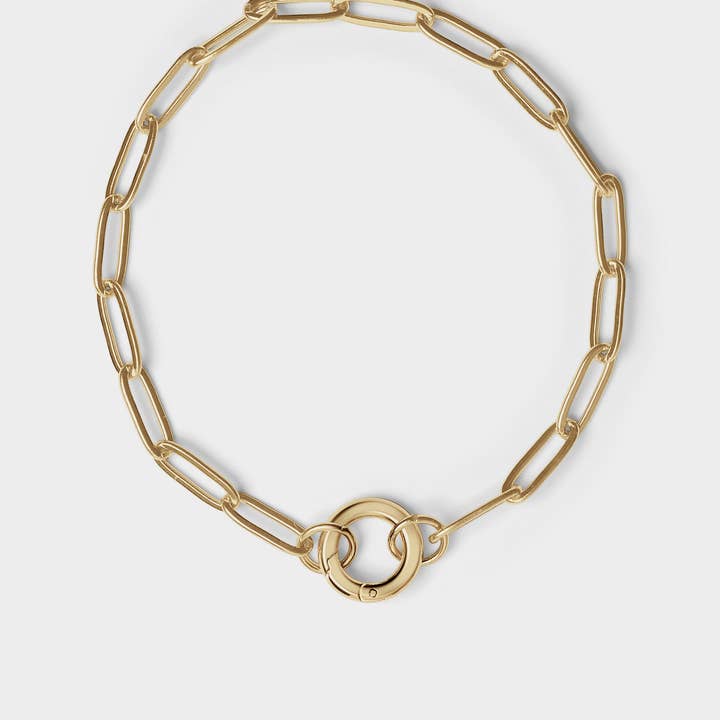WJW - Wholesale Link & Chain Bracelet - Stainless Steel Paperclip with Charm Keeper Chain Bracelet
