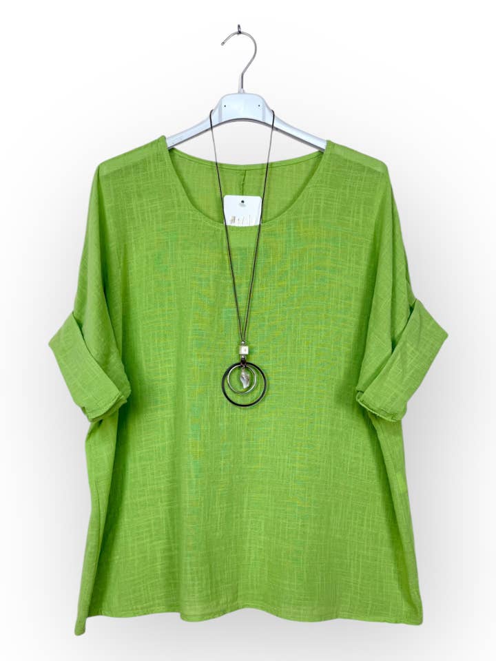 Lucky Nana - Wholesale T-Shirt - Women's - SP 21075 - Light solid cotton top with necklace