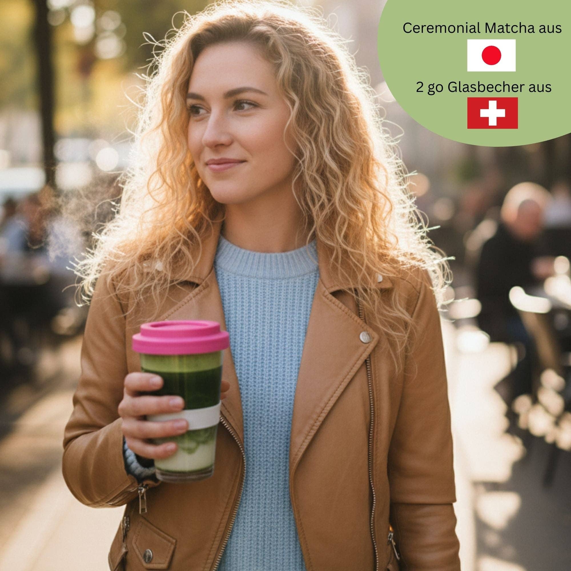 Biomatea - Wholesale Health/Detox Tea - Swiss made Matcha 2 go glass cup with 50g ceremonial Matcha powder from Kagoshima, Japan4