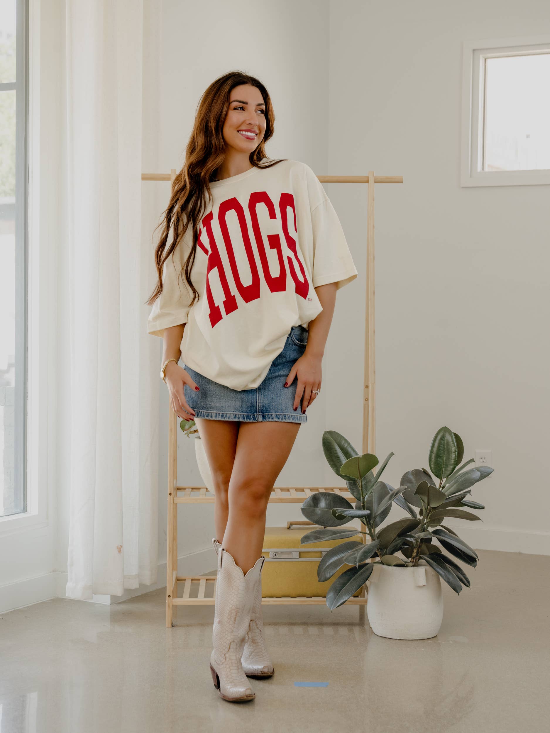 LivyLu - Vente T-shirt à imprimés – femme - T-shirt Arkansas Razorbacks Hogs Tall Boy blanc cassé taille unique3