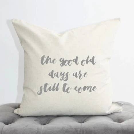 The Good Old Days Cursive Pillow Cover for wholesale by Design District Co