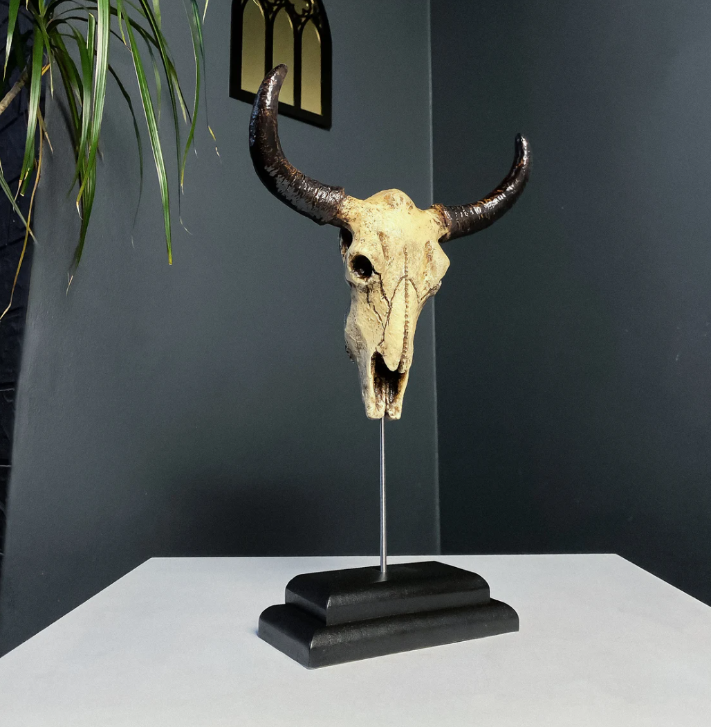G7T6 - Wholesale Decorative Figurine - Bison Skull Mounted on Stand, Buffalo Skull, Cow Bull Skull3