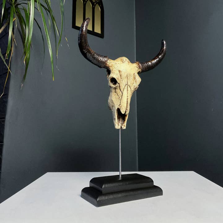 G7T6 - Wholesale Decorative Figurine - Bison Skull Mounted on Stand, Buffalo Skull, Cow Bull Skull3