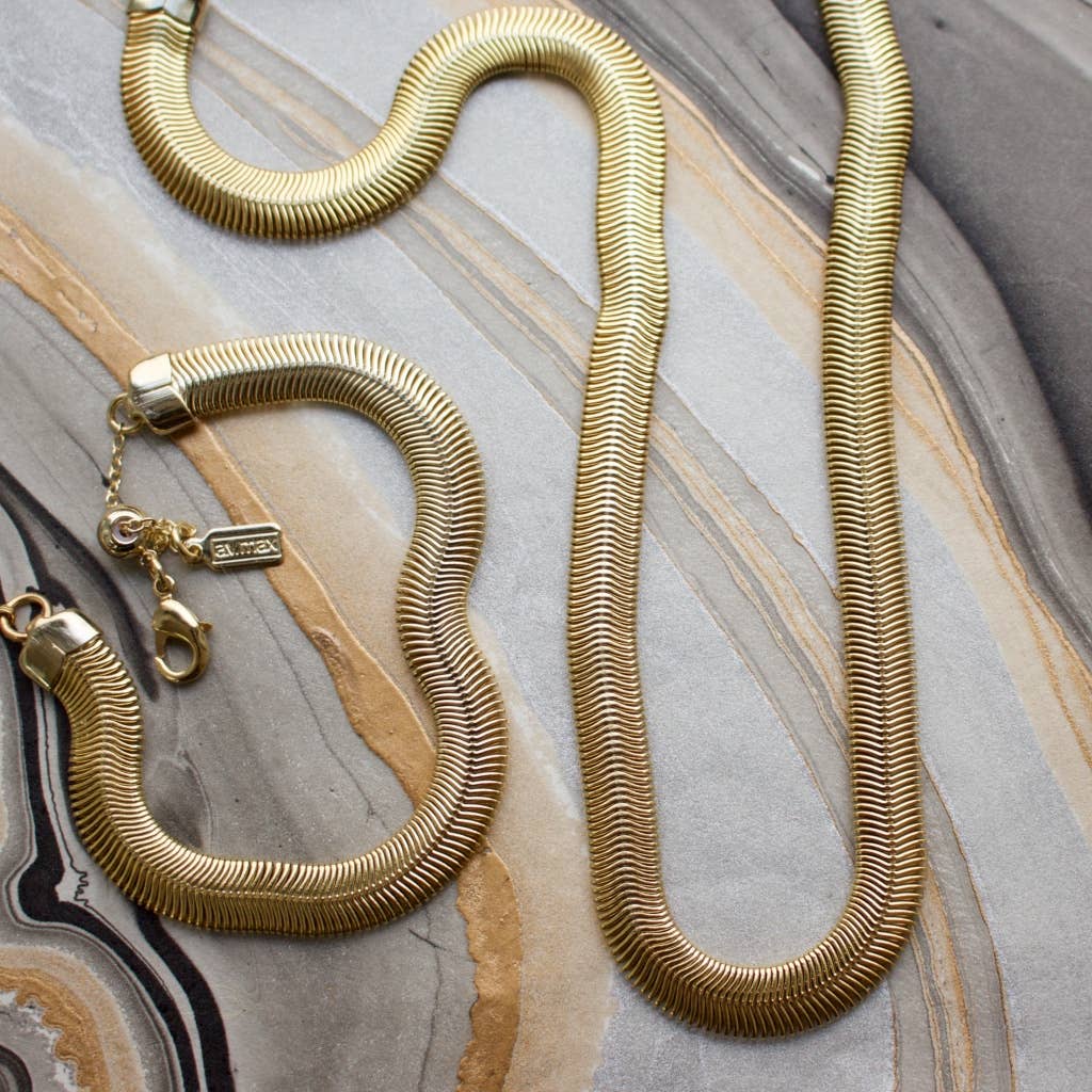 Guld Slinky Snake Kæde Halskæde|Guld|16" eller 19" for engroshandel på Faire3