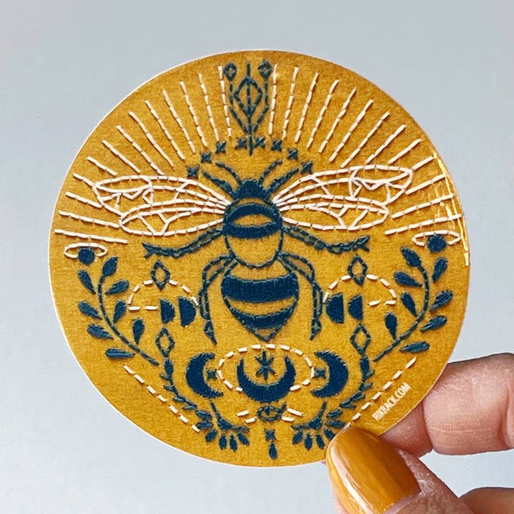 Pegatina circular de vinilo Bee 3" para venta al por mayor de Rikrack