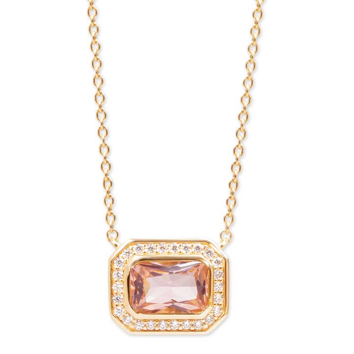 Gabriella East to West Necklace - Morganite for wholesale by Heidi & Bea