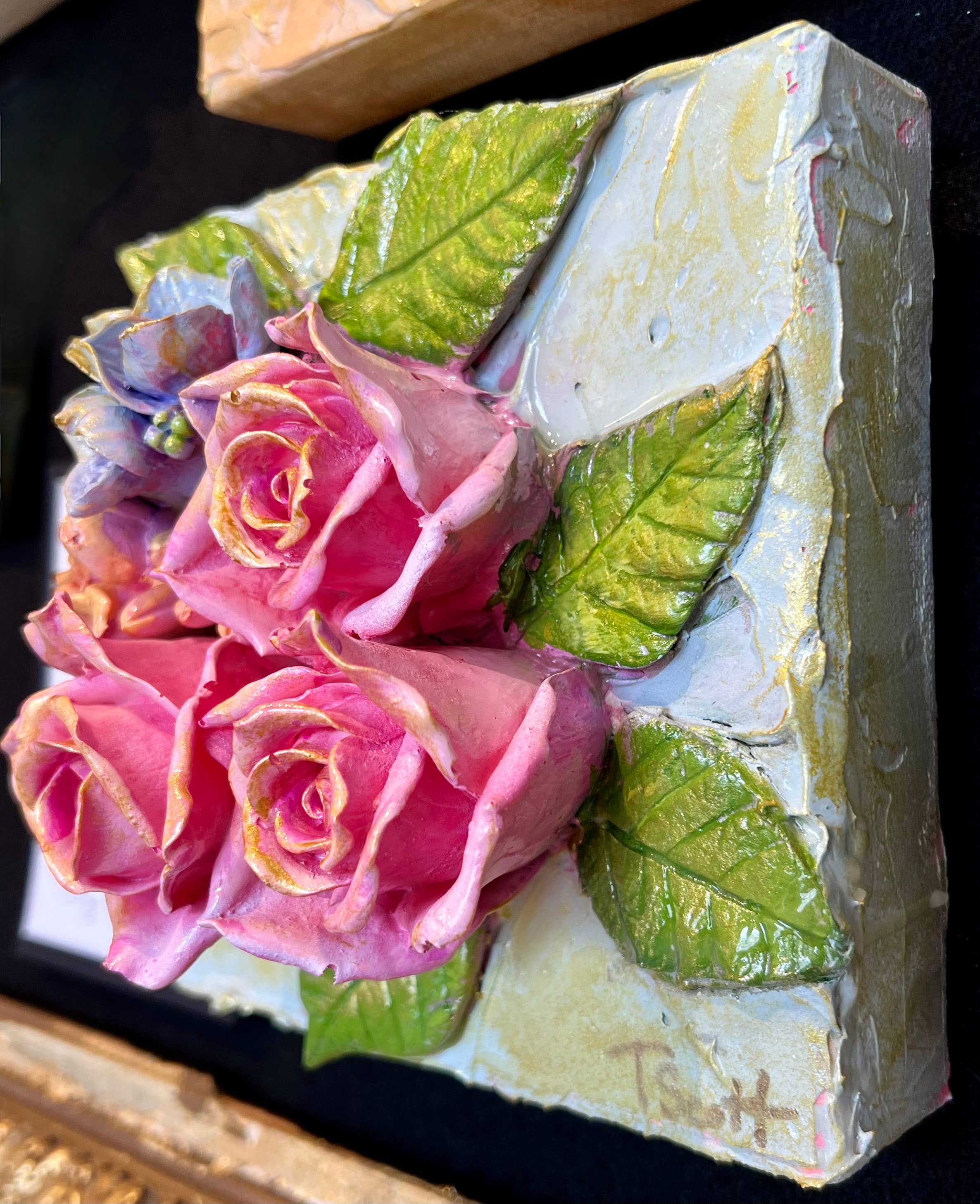 TamScottArt - Vendita all'ingrosso Dipinti/Disegni - Bouquet floreale in argilla, 15,2 x 15,2 cm, con boccioli di rosa1