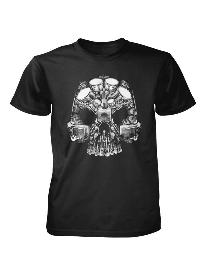 Black Skull Rocker - 4.5 oz Cotton T-Shirt for wholesale on Faire