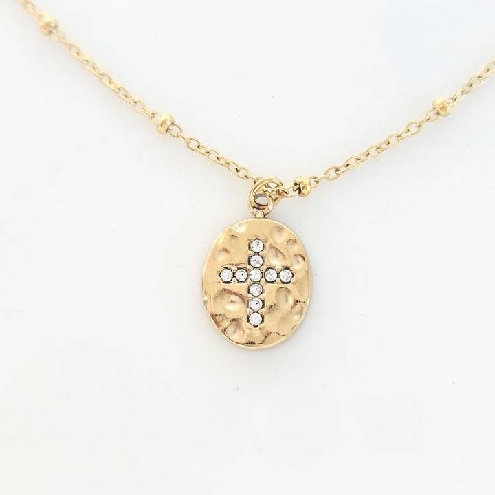 LITCHI - Wholesale Pendant/Charm Necklace - Spirit cross medallion necklace