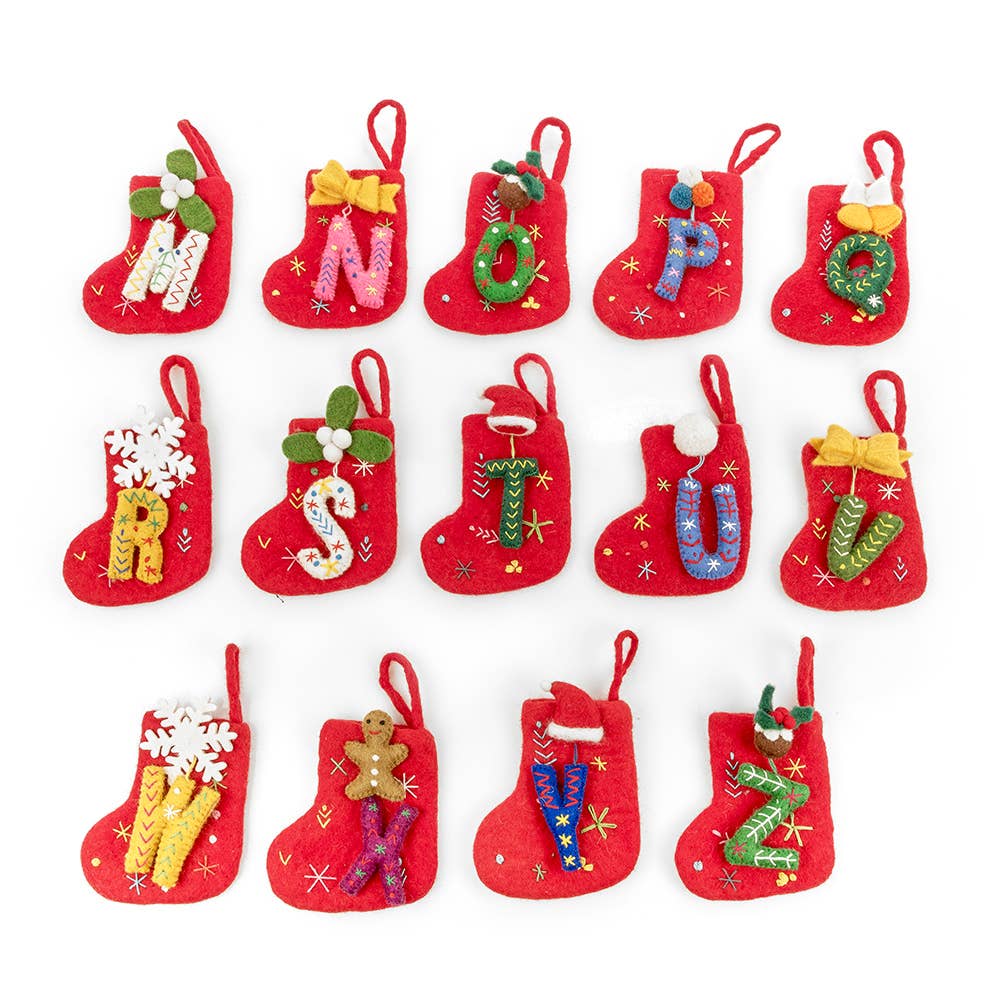 Felt So Good - Wholesale Holiday Stocking - Handmade Felt Mini Alphabet Stockings - INDIVIDUAL LETTERS1